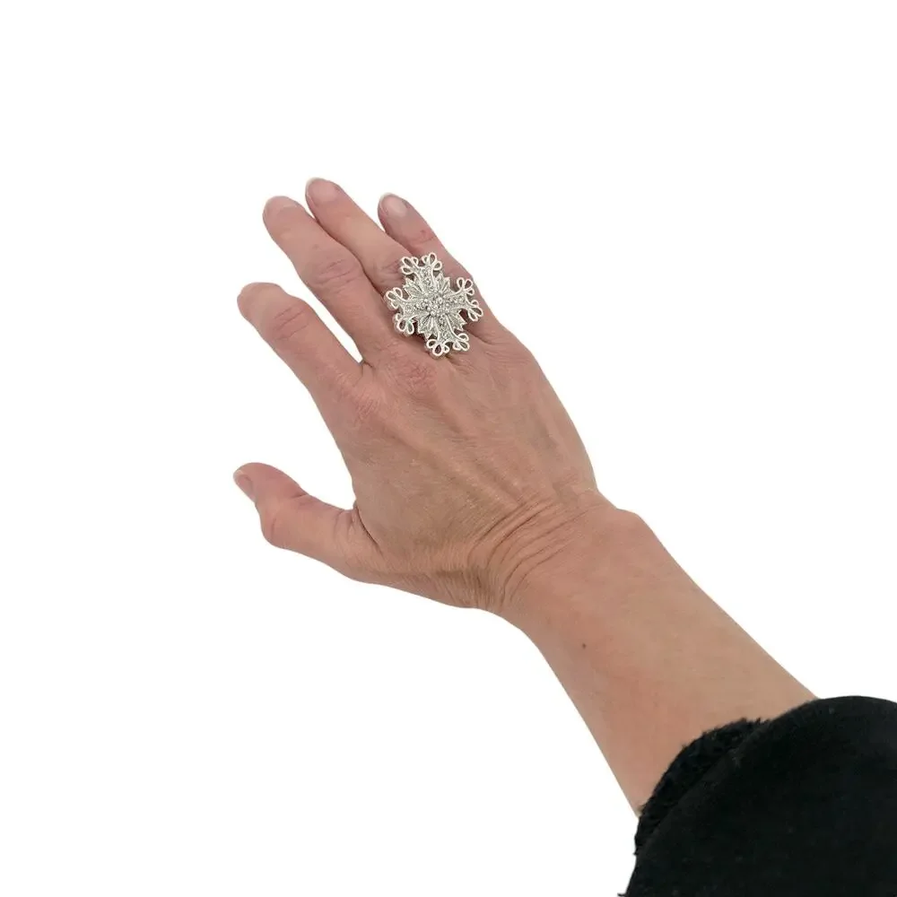 VIRGINS SAINTS & ANGELS VSA Electra Cross Ring in Silver Size 6